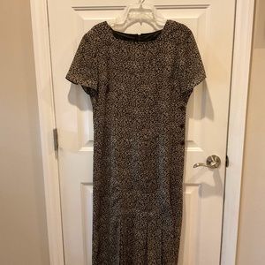 Leslie Fay black and cream vintage short sleeve ankle length dress - Size 14